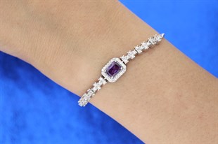 925 Ayar Gümüş Ametist Baget Bileklik