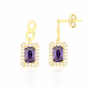 925 Ayar Gümüş Ametist Baget Takı Seti Zincir Detay