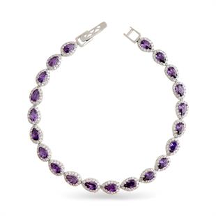 925 Ayar Gümüş Ametist Damla Su Yolu Bileklik
