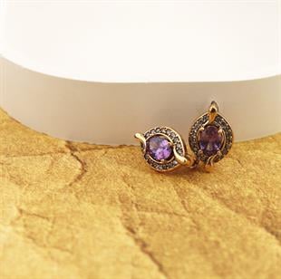 925 Ayar Gümüş Ametist Otantik Küpe