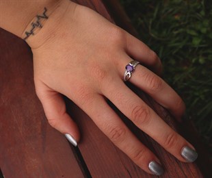 925 Ayar Gümüş Ametist Taşlı Gümüş Yüzük