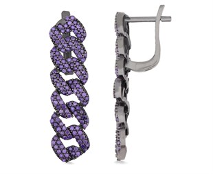 925 Ayar Gümüş Ametist Taşlı Gurmet Küpe