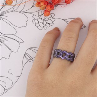 925 Ayar Gümüş Ametist Taşlı Gurmet Yüzük