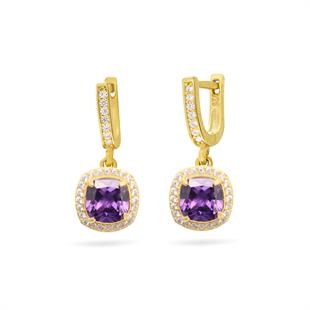 925 Ayar Gümüş Ametist Taşlı Küpe