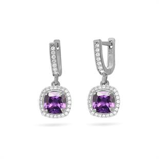 925 Ayar Gümüş Ametist Taşlı Küpe