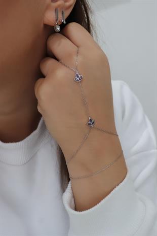 925 Ayar Gümüş Ametist Taşlı Lotus Şahmeran