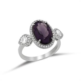 925 Ayar Gümüş Ametist Taşlı Yüzük