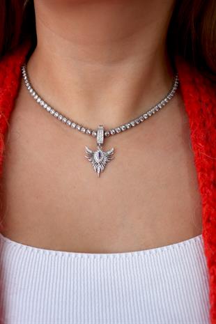 925 Ayar Gümüş Anka Kuşu Ametist Taşlı Charm