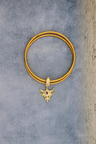 925 Ayar Gümüş Anka Kuşu Ametist Taşlı Charm