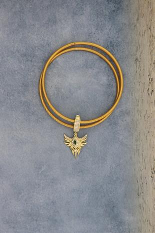 925 Ayar Gümüş Anka Kuşu Zümrüt Taşlı Charm