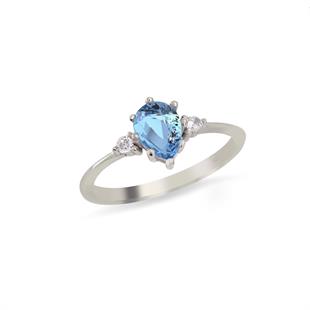 925 Ayar Gümüş Aqua Damla Taş Vintage Yüzük