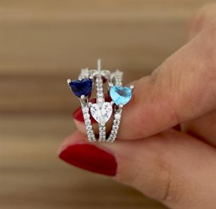 925 Ayar Gümüş Aqua Kalp Detaylı Halka Küpe