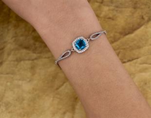 925 Ayar Gümüş Aqua Taşlı Bileklik