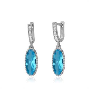 925 Ayar Gümüş Aquamarin Oval Taşlı Küpe