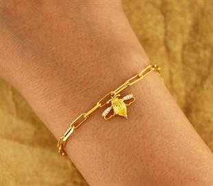 925 Ayar Gümüş Arı Detaylı Bileklik