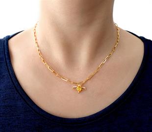 925 Ayar Gümüş Arı Detaylı Kolye