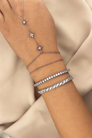 925 Ayar Gümüş Arpa Pullu Zincir Bileklik