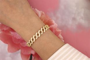 925 Ayar Gümüş Asansörlü Gold Gurmet Bileklik