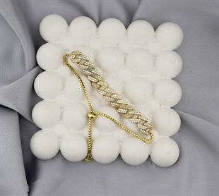 925 Ayar Gümüş Asansörlü Gold Gurmet Bileklik