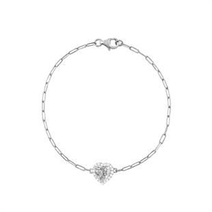 925 Ayar Gümüş Ataç Zincirli Kalp Bileklik