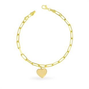 925 Ayar Gümüş Ataç Zincirli Kalp Bileklik