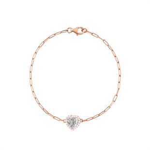 925 Ayar Gümüş Ataç Zincirli Kalp Bileklik