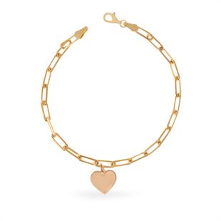 925 Ayar Gümüş Ataç Zincirli Kalp Bileklik