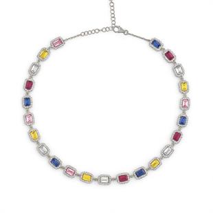 925 Ayar Gümüş Aurora Renkli Baget Tennis Kolye