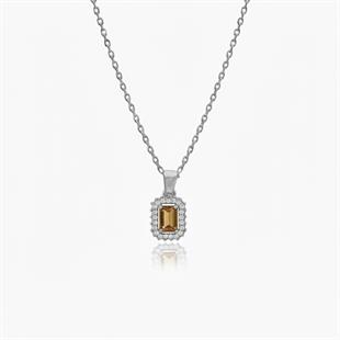 925 Ayar Gümüş Baget Zultanit Taşlı Anturaj  Kolye