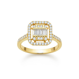 925 Ayar Gümüş Baget Gold Yüzük