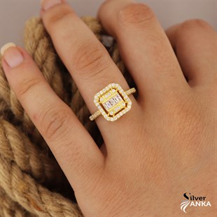 925 Ayar Gümüş Baget Gold Yüzük