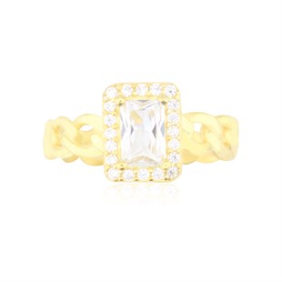 925 Ayar Gümüş Baget Takı Seti Altın Kaplama Zincir Detay