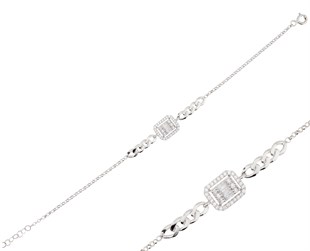 925 Ayar Gümüş Baget Takı Seti Zincir Detay