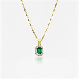 925 Ayar Gümüş Baget Taşlı Anturaj  Kolye