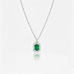 925 Ayar Gümüş Baget Taşlı Anturaj  Kolye