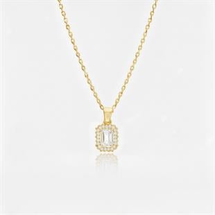 925 Ayar Gümüş Baget Taşlı Anturaj  Kolye