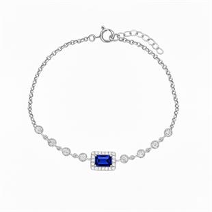 925 Ayar Gümüş Baget Taşlı Bileklik