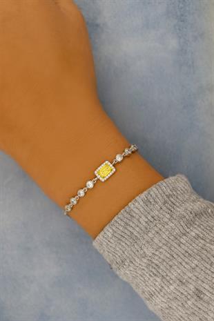 925 Ayar Gümüş Baget Taşlı Bileklik