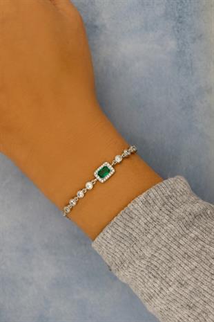 925 Ayar Gümüş Baget Taşlı Bileklik