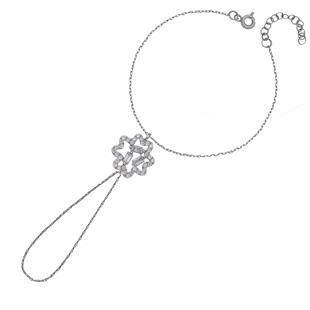 925 Ayar Gümüş Baget Taşlı Çiçek Şahmeran