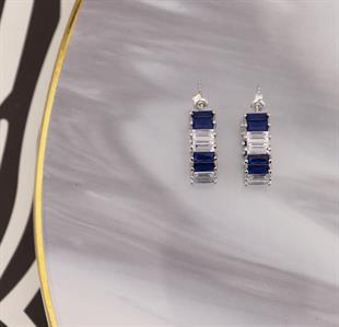 925 Ayar Gümüş Baget Taşlı Halka Küpe