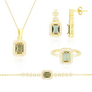 925 Ayar Gümüş Baget Zultanıt Taşlı Zarif Set