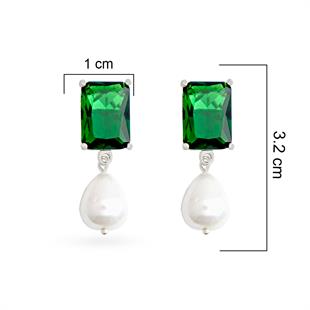 925 Ayar Gümüş Baget Zümrüt Taş Küpe