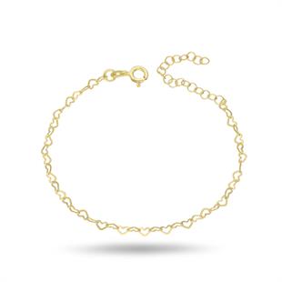 925 Ayar Gümüş Bağlantılı Kalpler Zincir Bileklik