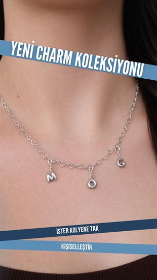 925 Ayar Gümüş Balon Harf Kolye Ucu - Charm 