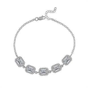 925 Ayar Gümüş Beyaz Baget Taşlı Anturaj Bileklik