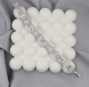 925 Ayar Gümüş Beyaz Baget Taşlı Bileklik