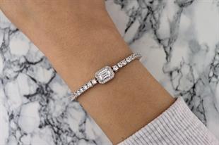 925 Ayar Gümüş Beyaz Baget Taşlı Su Yolu Bileklik