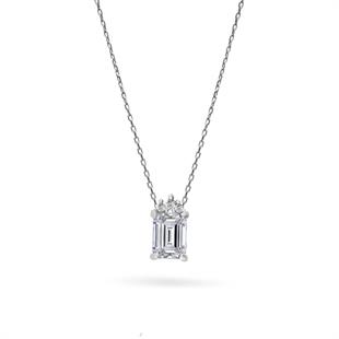 925 Ayar Gümüş Beyaz Baget Taşlı Trend Kolye