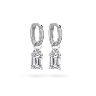 925 Ayar Gümüş Beyaz Baget Taşlı Trend Küpe